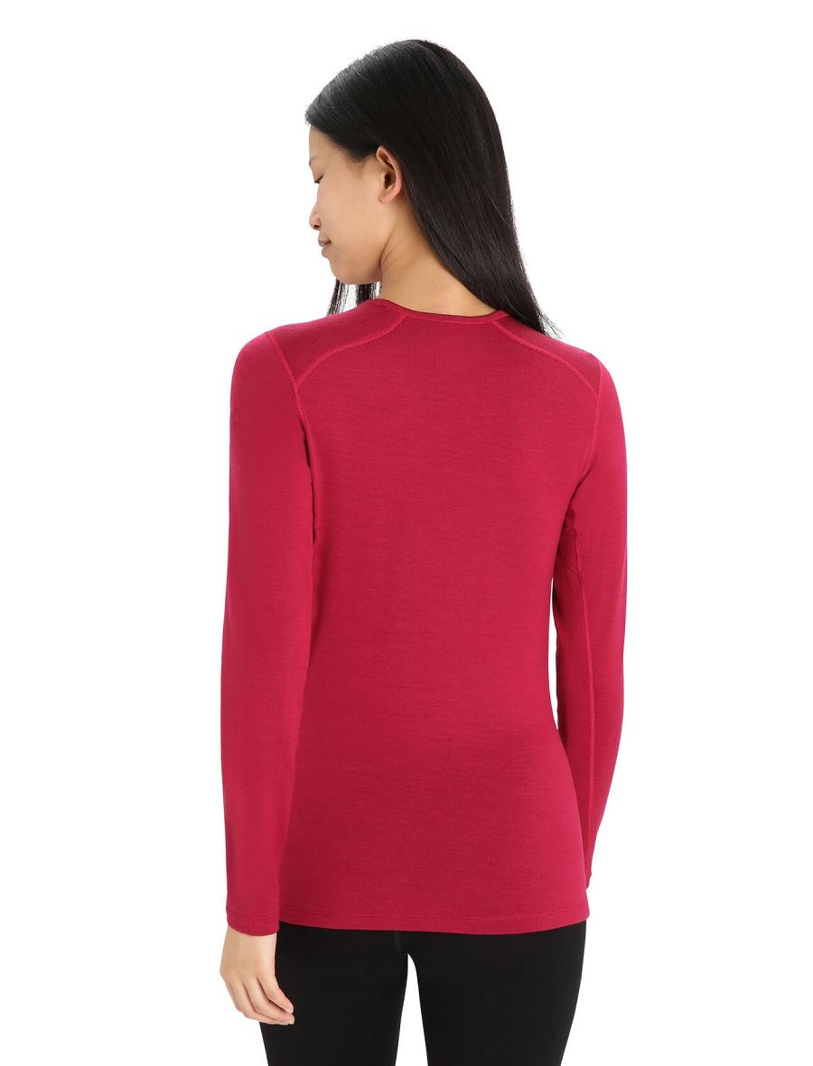 Cherry Icebreaker Merino 260 Tech Long Sleeve Crewe Thermal Top Women's One Piece & Sets | AU 1760BEXC